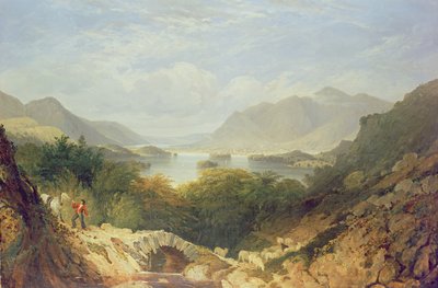 Derwent Water met Ashness Bridge door William Linton